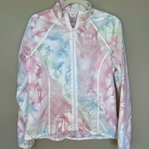 Fila Sport Full Zip lightweight jacket with muted flowers white size Medium